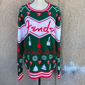 Fender Guitar Ugly Christmas Sweater Sz L Holiday Party